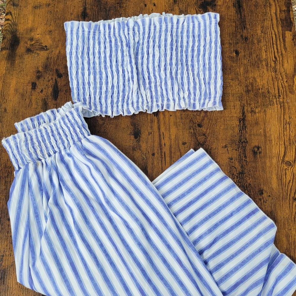 Blue and White Striped Set